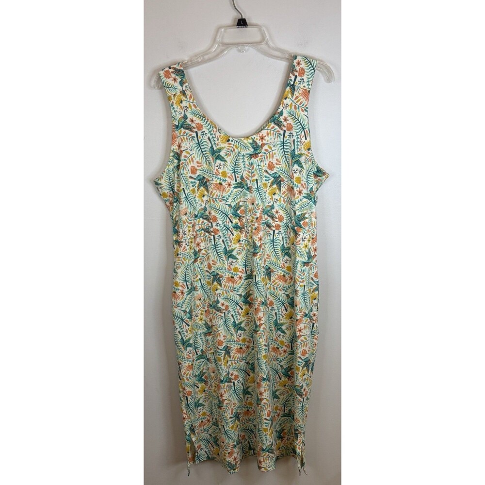 DULUTH TRADING To N Flow Hummingbird Midi Tank Dress Large Cottagecore Pockets - Picture 3 of 13